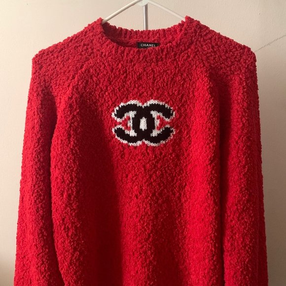 CHANEL Sweaters - CHANEL CC Red Teddy Sweater NEW Size 40 FR